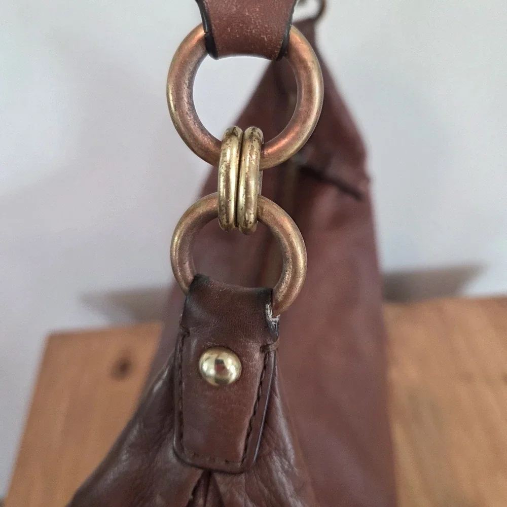 Coach Madison Phoebe Leather Hobo Shoulder Bag Brown Brass Hardware Style 19890
